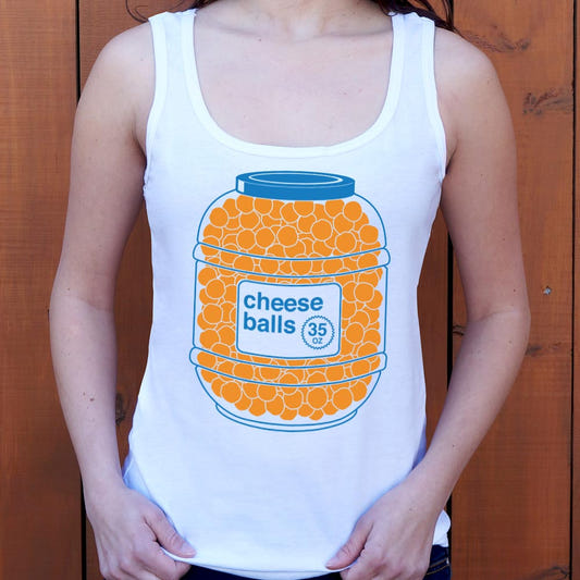 Cheeseballs Snack Jar Joke graphic Women's Tank Top in Snow
