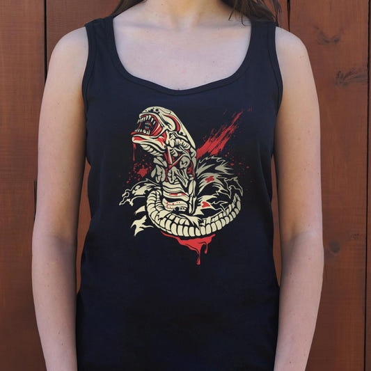 Chest Burstin' Alien Bloody Space Creature Bursting Out graphic Women's Tank Top in Midnight