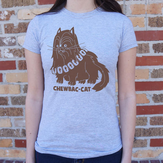 Chewbac-Cat - Furry Cat Wookiee Warrior graphic Women's T-Shirt in Gray Granite