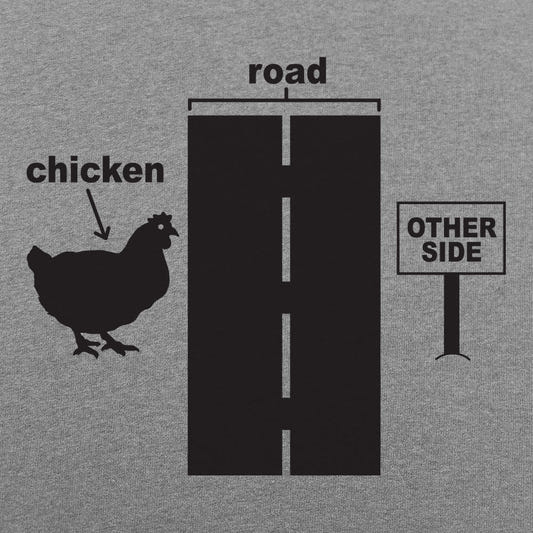 Chicken Crossing The Road Diagram graphic Unisex Heavyweight T-Shirt in Gray Heather