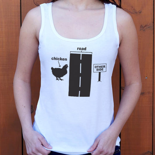 Chicken Crossing The Road Diagram graphic Women's Tank Top in Snow