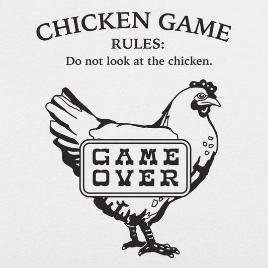 Chicken Game Rules Do Not Look at the Chicken Game Over graphic Unisex Heavyweight T-Shirt in White