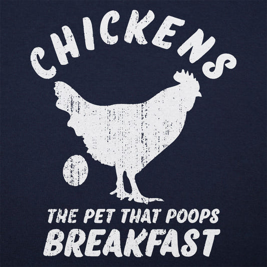 Chickens the Pet That Poops Breakfast graphic Unisex Heavyweight T-Shirt in Navy Blue