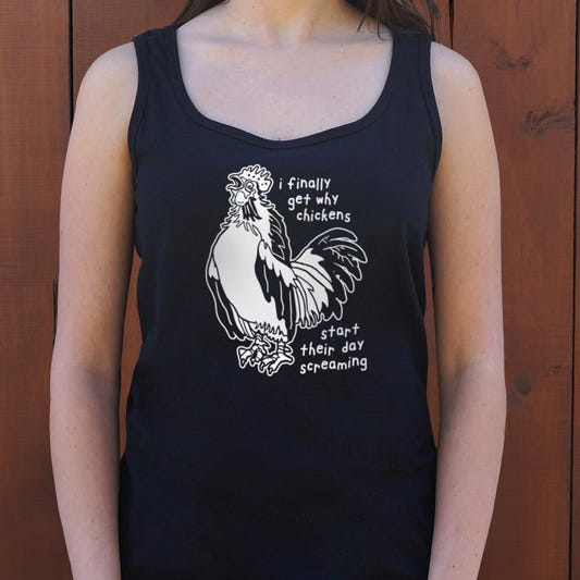 I Finally Get Why Chickens Start Their Day Screaming graphic Women's Tank Top in Midnight