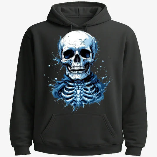 Chill & Thrill Skull Tee graphic Hoodie in Black