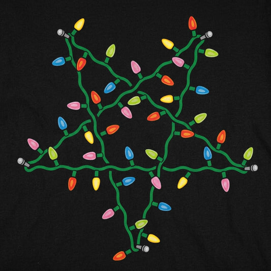 Christmas Pentagram Made of String Lights detail
