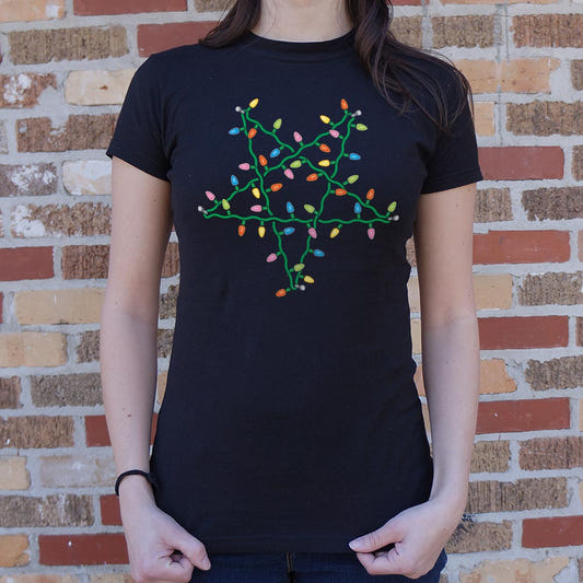 Christmas Pentagram Made of String Lights graphic Women's T-Shirt in Midnight