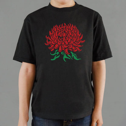 Chrysanthemum Botanical Illustration graphic Kids T-Shirt in Black