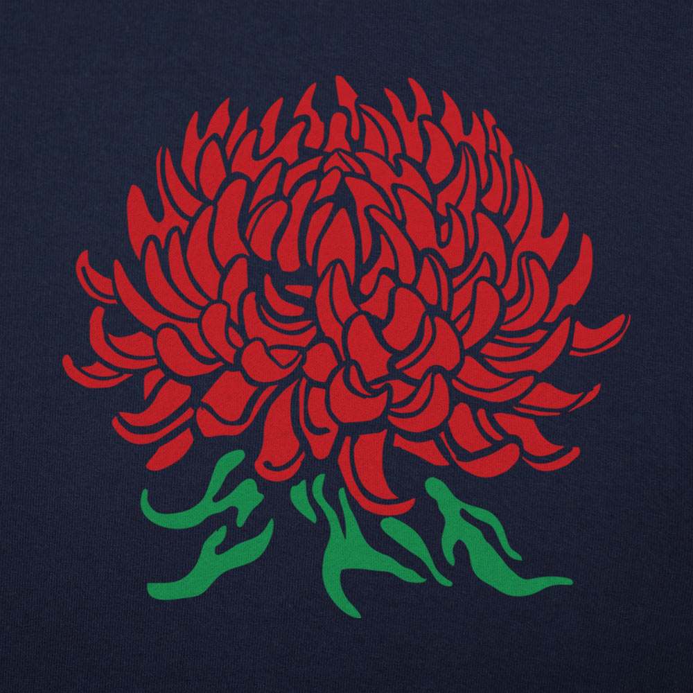 Chrysanthemum Botanical Illustration graphic Unisex Heavyweight T-Shirt in Navy Blue