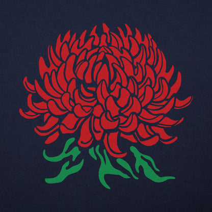 Chrysanthemum Botanical Illustration graphic Unisex Heavyweight T-Shirt in Navy Blue