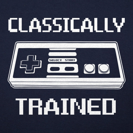 Classically Trained Retro Video Game Controller graphic Unisex Heavyweight T-Shirt in Navy Blue