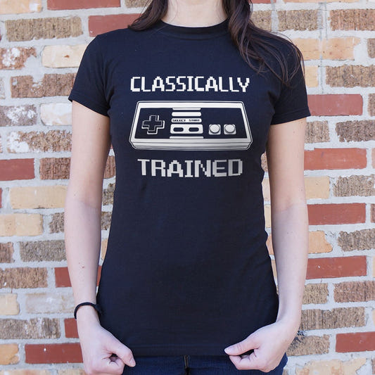Classically Trained Retro Video Game Controller graphic Women's T-Shirt in Midnight