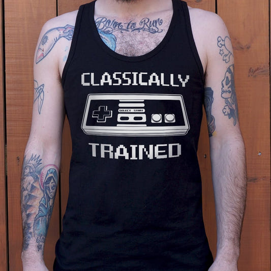 Classically Trained Retro Video Game Controller graphic Men's Tank Top in Black