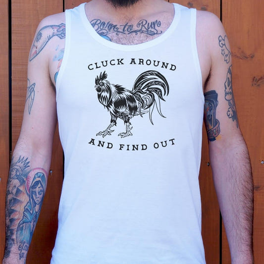 Cluck Around and Find Out Rooster graphic Men's Tank Top in White
