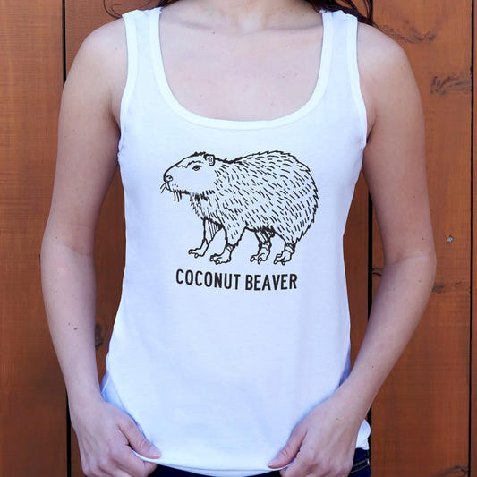 Coconut Beaver Giant Capybara Rodent graphic Women's Tank Top in Snow