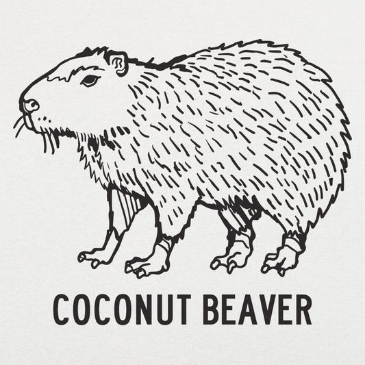 Coconut Beaver Giant Capybara Rodent graphic Unisex Heavyweight T-Shirt in White