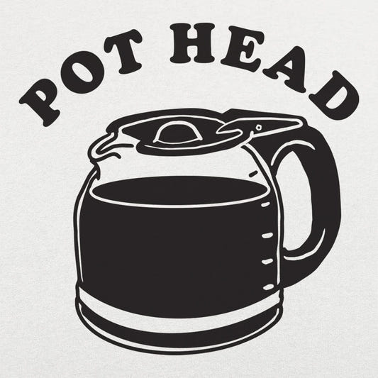 Pot Head Coffee Pun with Coffee Pot Carafe graphic Unisex Heavyweight T-Shirt in White
