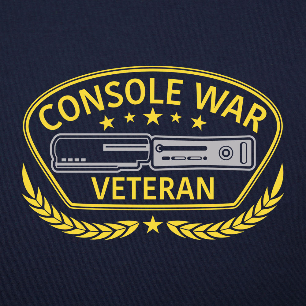 Console War Veteran Military Badge with Game Systems graphic Unisex Heavyweight T-Shirt in Navy Blue