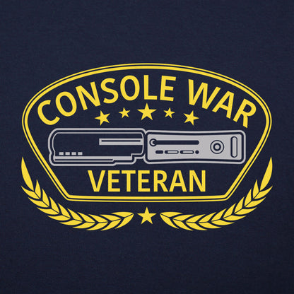 Console War Veteran Military Badge with Game Systems graphic Unisex Heavyweight T-Shirt in Navy Blue