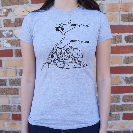 Cordyceps Zombie Ant Fungus Diagram graphic Women's T-Shirt in Gray Granite