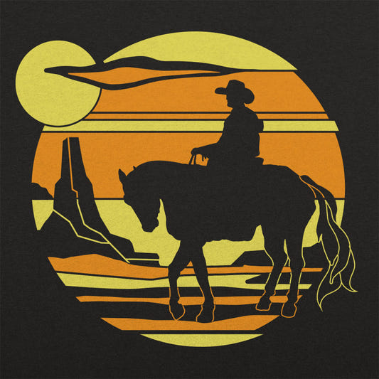 Cowboy Sunset Graphic Unisex Heavyweight T-Shirt in Black