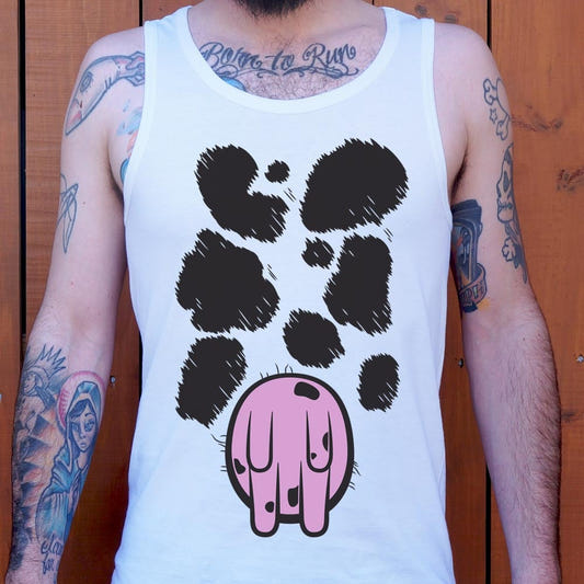 Cow Costume with Udder and Spots Print graphic Men's Tank Top in White
