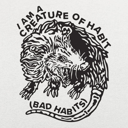 I Am A Creature of Bad Habits Hissing Opossum graphic Unisex Heavyweight T-Shirt in White