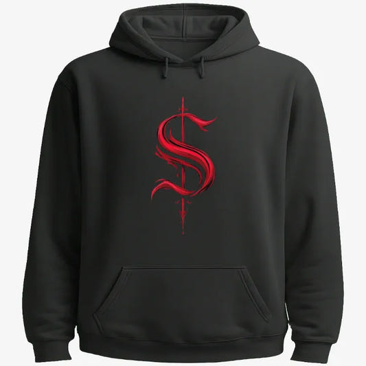Crimson Scroll T-Shirt graphic Hoodie in Black
