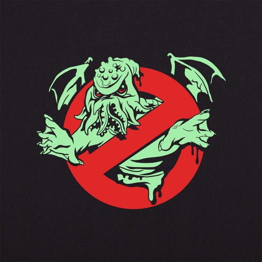 Cthulhu Buster Tentacled Monster in No Ghost Logo graphic tee design