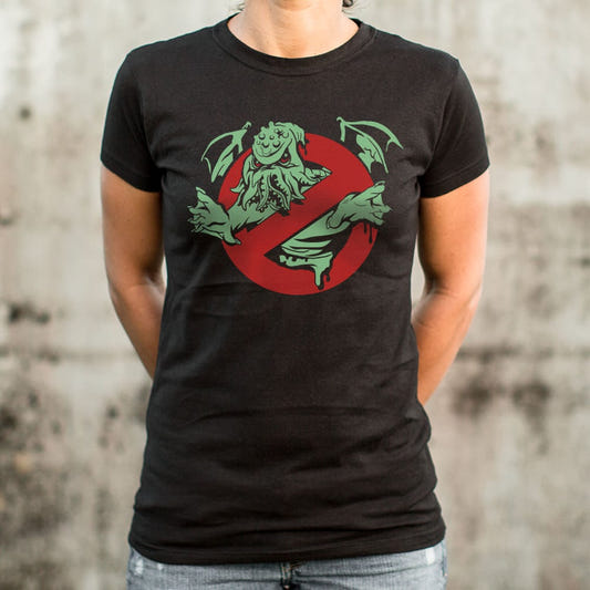 Cthulhu Buster Tentacled Monster in No Ghost Logo graphic Women's T-Shirt in Midnight