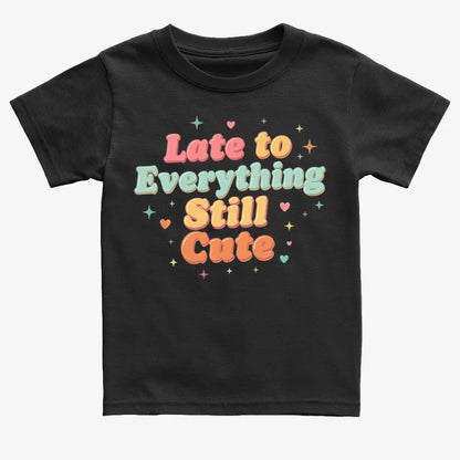 Cute & Late Typography Tee-Kids T-Shirt-Black