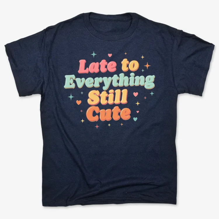 Cute & Late Typography Tee-Men's T-Shirt-Navy Blue