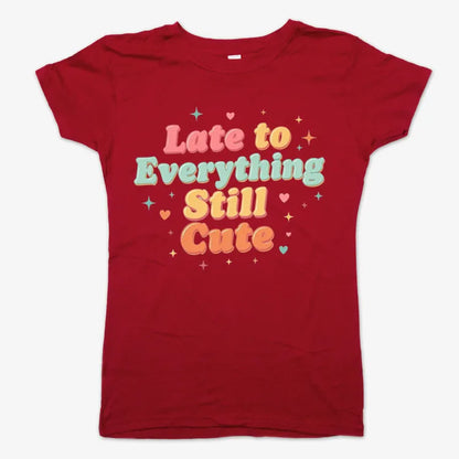 Cute & Late Typography Tee-Women's T-Shirt-Deep Red