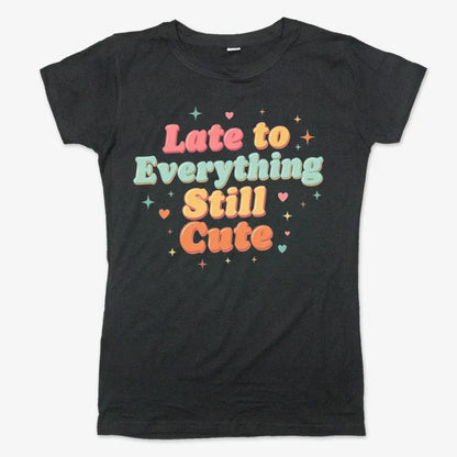 Cute & Late Typography Tee-Women's T-Shirt-Midnight