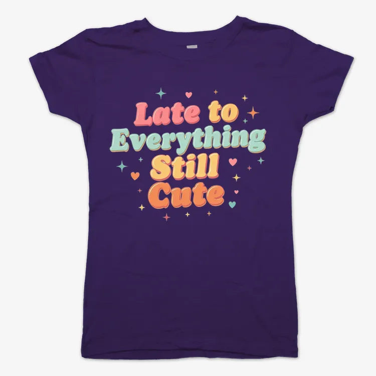 Cute & Late Typography Tee-Women's T-Shirt-Violet