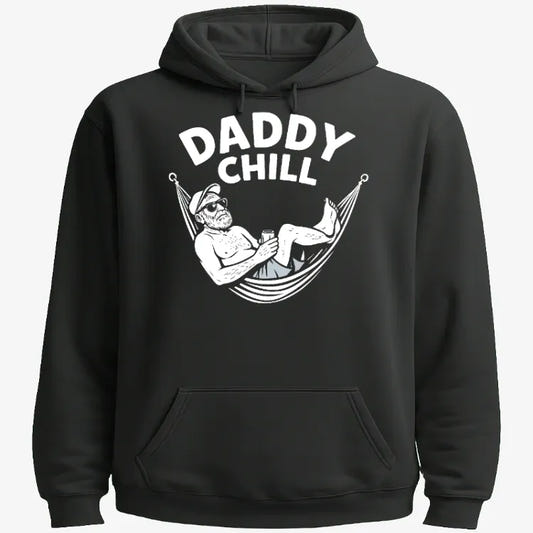 Daddy Chill Relax Tee graphic Hoodie in Black