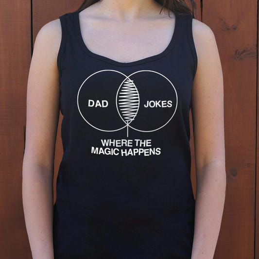 Dad Joke Magic Venn Diagram, Where the Magic Happens graphic Women's Tank Top in Midnight