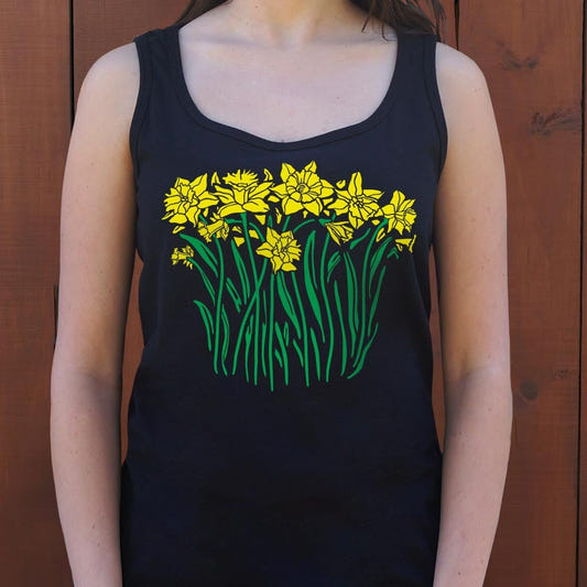 Daffodils Blooming Graphic Women's Tank Top in Midnight