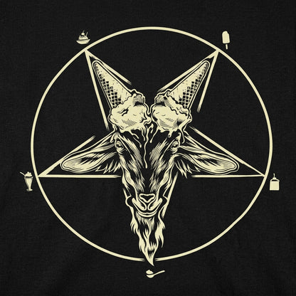 Dairy Devil Goat Pentagram with Ice Cream Cone Horns detail