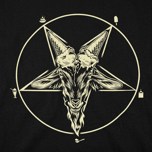 Dairy Devil Goat Pentagram with Ice Cream Cone Horns detail