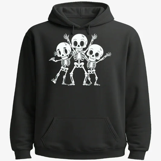 Dancing Skeleton Trio Tee graphic Hoodie in Black
