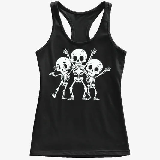 Dancing Skeleton Trio Tee graphic Women's Tank Top in Midnight