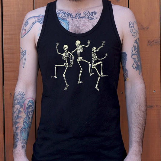 Dancing Skeletons Halloween Trio graphic Men's Tank Top in Black