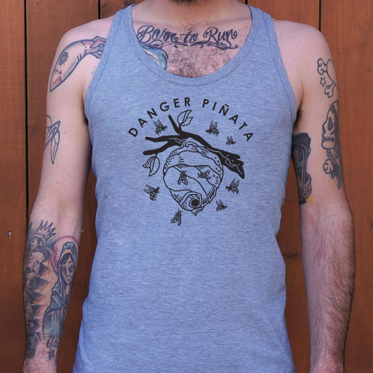 Danger Piñata Bee Hive on Tree Branch graphic Men's Tank Top in Gray Heather