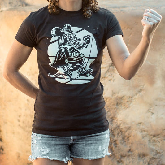 Darth Vermin Villain Mouse Levitating Cheese graphic Women's T-Shirt in Midnight