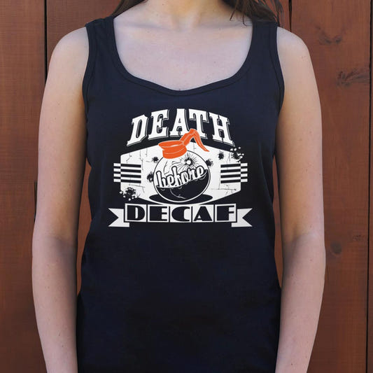 Death Before Decaf Coffee Pot Design graphic Women's Tank Top in Midnight