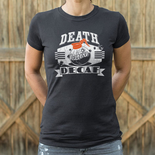 Death Before Decaf Coffee Pot Design graphic Women's T-Shirt in Midnight