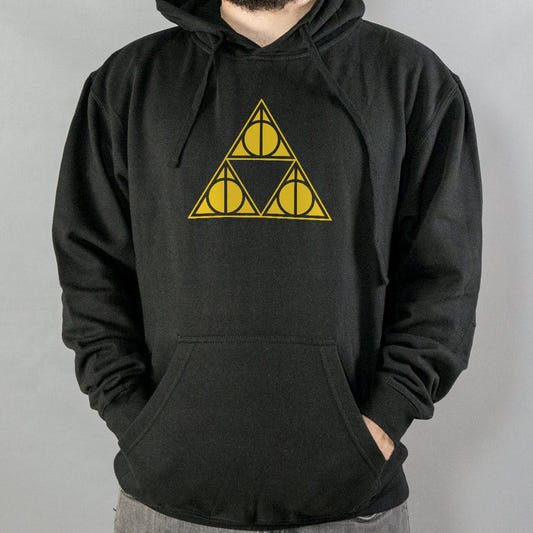 Deathly Triforce Relic Video Game Mashup graphic Hoodie in Black