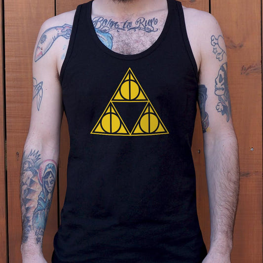 Deathly Triforce Relic Video Game Mashup graphic Men's Tank Top in Black
