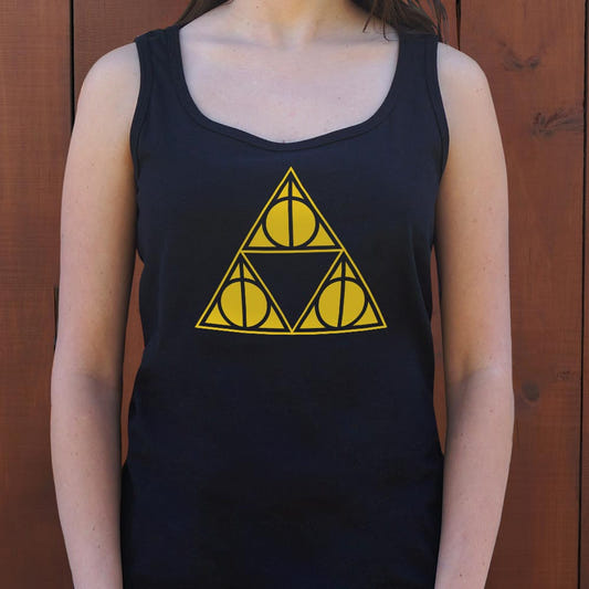 Deathly Triforce Relic Video Game Mashup graphic Women's Tank Top in Midnight